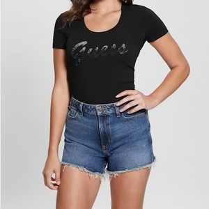 GUESS Eco Ombré Rhinestone Monogram Tee
